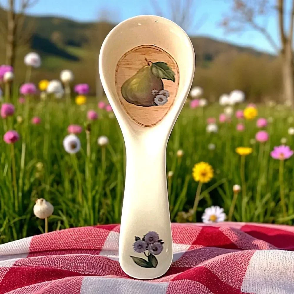 Certified International Windsor Pear Spoon‎ Rest Holder Pam Gladding Ceramic Vtg